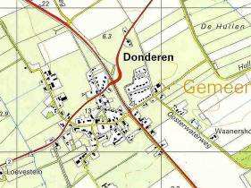 Het huidige landschap nabij Donderen varieert van weide en akkerbouwgronden tot heide en bosgronden, voornamelijk richting Norg. Ten oosten van Donderen ligt een klein natuurgebied, het Hoogeveen.