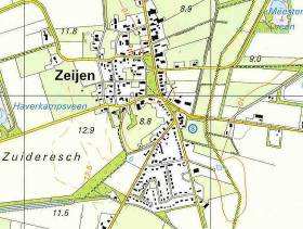 tuur. Zeijen is in de vroege middeleeuwen ontstaan. Rond 1850 ligt het dorp te midden van de heivelden, met aan de westzijde het essencomplex.