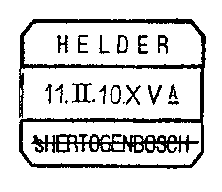 letter) 1910-07- In het stempelboek van De Munt is een afdruk aangebracht van een blokstempel.