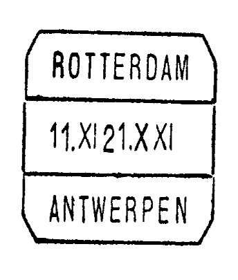 1910-07- In het stempelboek van De Munt is een afdruk aangebracht van een blokstempel.