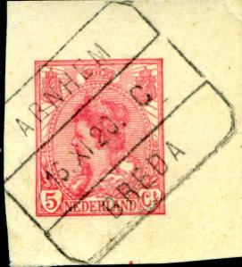 BLTR 0076Ab Arnhem-Breda Letters: A B C D E F G H BLTR 0076Bb Breda-Arnhem Cijfers: I III IV V VI VII VIII IX 1912-09- In het stempelboek van De Munt is een afdruk aangebracht van een blokstempel.