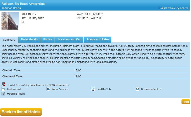 Door op de naam van het hotel te klikken krijgt u meer informatie