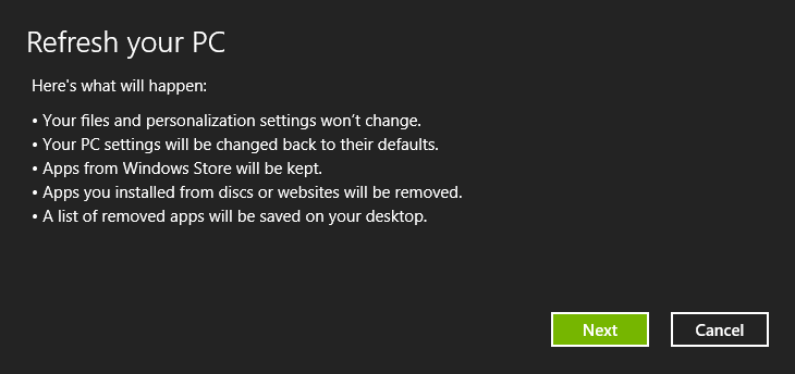 4. Klik op Volgende. Dit duurt enkele minuten. Aangepast herstellen met Acer Recovery Management 1.