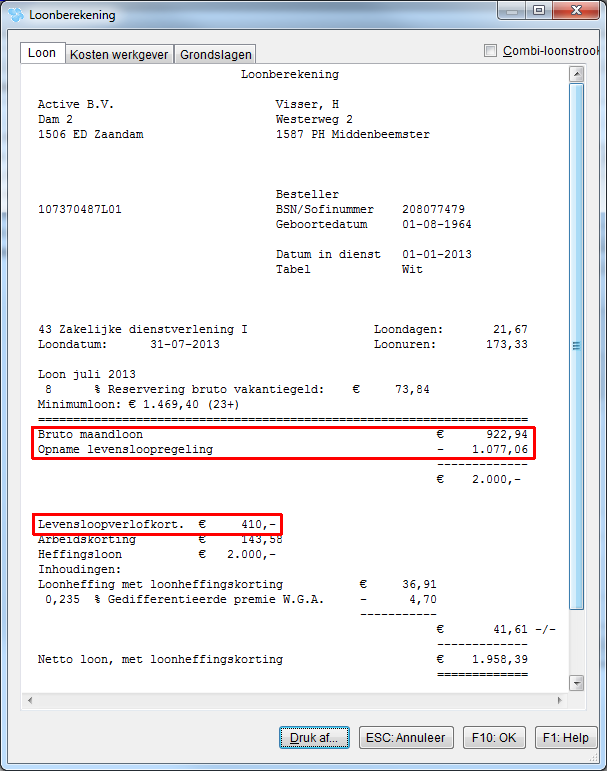 Voorbeeld levensloop-opname voor deelverlof Werknemer heeft twee jaar gespaard voor de levensloop. In 2010 en 2011. Daarmee heeft hij recht op 2 x 205 (data 2013) levensloopverlofkorting.