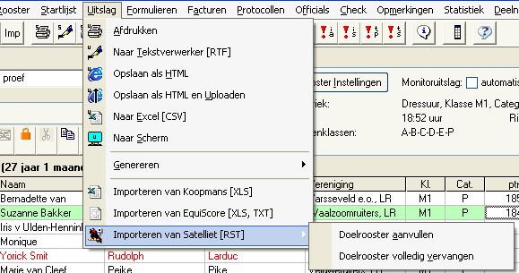 12. Exporteren bestanden Als de verwerking van de uitslagen op meerdere computers heeft plaatsgevonden en deze bij elkaar gevoegd moeten worden gebeurt dit via export en import.