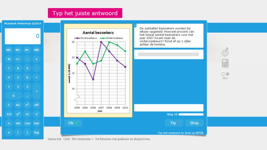 Hierna wordt dit verder uitgebouwd met moeilijkere vragen waarbij ook gerekend moet worden met de gegevens uit de tabellen en diagrammen.