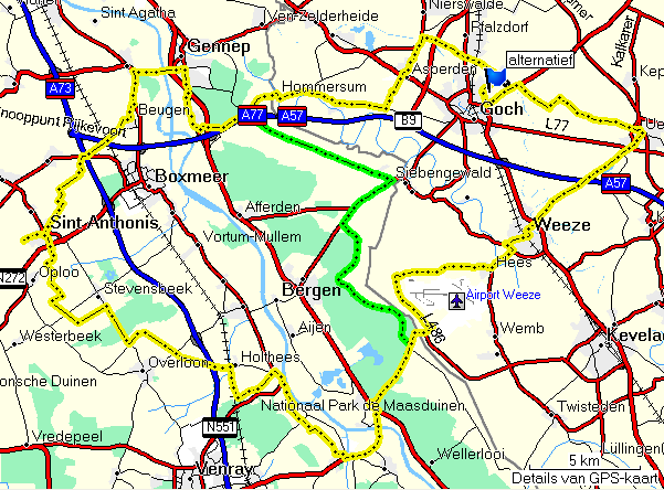 Route 9 B - 95 km Uedem A - 70 km St-Anthonis-Rijkevoort-Beugen-Oeffelt-Gennep-Heijen A Groep: RA Siebengewaldseweg-Siebengewald-toeristischeweg