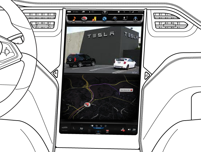 Achteruitrijcamera Achteruitrijcamera Plaats van camera De Model S is uitgerust met een achteruitrijcamera die zich boven de kentekenplaat achter bevindt.