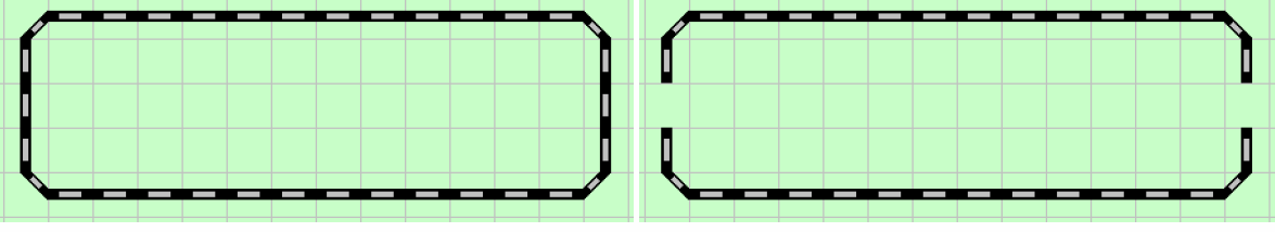 Omdat er als laatste een rechte rail gekozen is, kunnen de overige 11 rechte door eenvoudig te klikken op de juiste positie geplaatst worden (Stap 4).