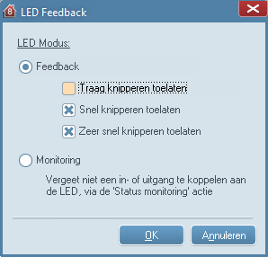 Standaard vertonen deze volgend knippergedrag: zeer snel snel traag : knippersnelheid indien er een fout op de bus wordt gedetecteerd.