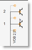 4. De plaatsen waar de component kan toegevoegd worden, worden op het tekenblad aangeduid met een oranje cirkel. Klik op de oranje cirkel waar u de component wil toevoegen. 5.