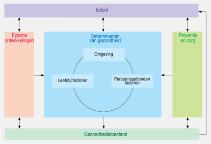 voeding en uit sociale factoren zoals sociale cohesie en eenzaamheid. Bij leefstijlfactoren gaat het om gedrag zoals lichaamsbeweging en genotsmiddelengebruik.