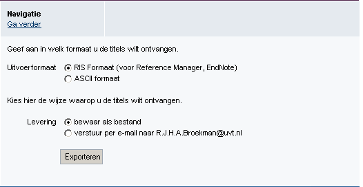 Het onderstaande scherm verschijnt: (NB: het onderdeel "Kies de wijze waarop u de titels wilt ontvangen" verschijnt alleen indien u bent ingelogd.