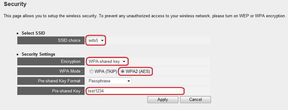 Op de AP700 gaat u naar Security, hier zet u de Encryption op WPA-Shared key.