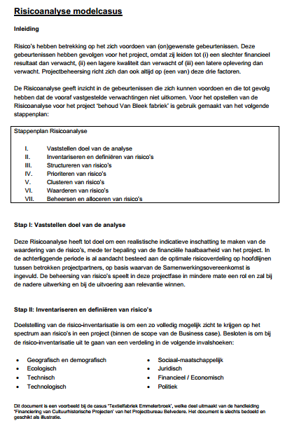 Bijlagen C. Voorbeeld risicoanalyse van Bleek fabriek (bron: http://www.belvedere.