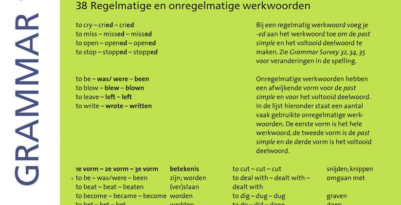 Onregelmatige Onregelmatige zijn die niet de normale regels van de grammatica volgen.