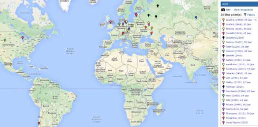 11 Als je op die manier de locaties van al je tegenstanders hebt ingevoerd, krijg je een wereldkaart die er zo uit