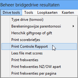 Ga naar [Drive tools] en [Print Controle Rapport] om een 'Controlestaat' van alle giften te krijgen.