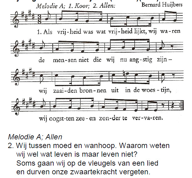 Allen Gebed om ontferming, aansluitend Zingen Lied om vrijheid (t. Huub Oosterhuis, m. Bernard Huijbers) 1: melodie A 1 x Koor, Allen herhalen Melodie A; Allen 2.