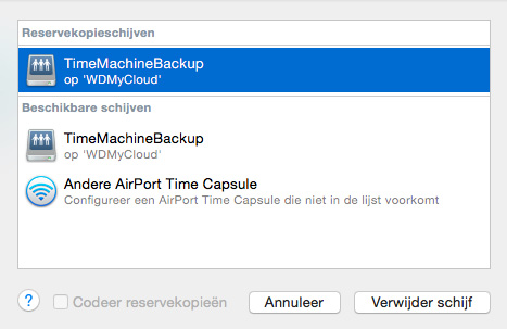 BACK-UPS EN HERSTEL VAN BESTANDEN Klik op Set Up Time Machine om de pagina Time Machine weer te geven: 3.