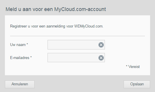 com-account van [username] van de pagina Toegang configureren. Opmerking: U kunt het ook verwijderen. 2. Als de gebruiker geen aanmeldgegevens voor MyCloud.com heeft: a.
