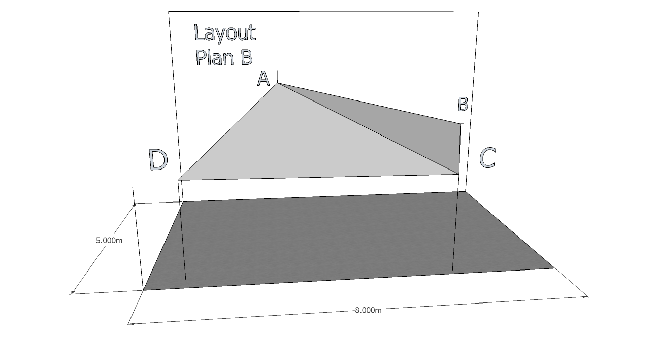 Standaard Layouts ( zie tekeningen) : Het zonnezeil dient aan vier punten opgehangen te worden.