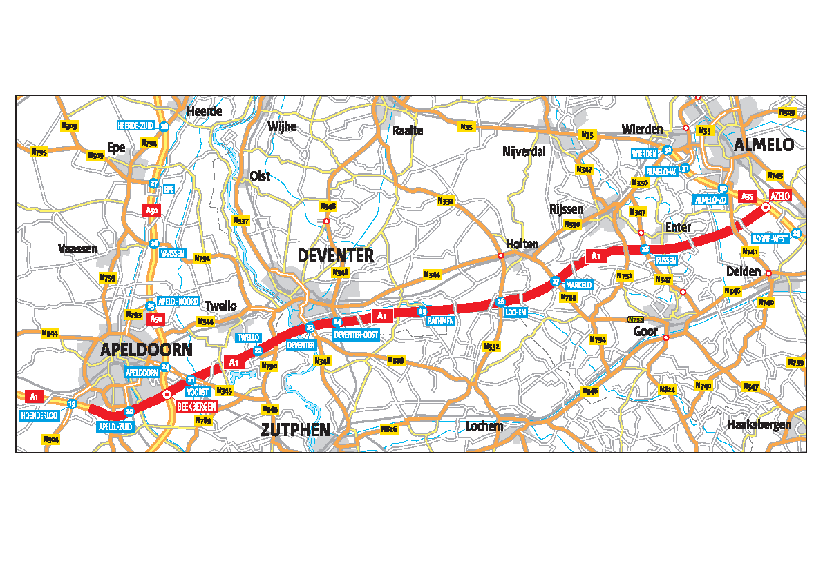 RWS BedrijfsinformatieON Capaciteitsuitbreiding A1 Apeldoorn-Zuid - Azelo 12 september 2014 3 Plan- en studiegebied In dit hoofdstuk wordt ingegaan op het plangebied en het studiegebied van het