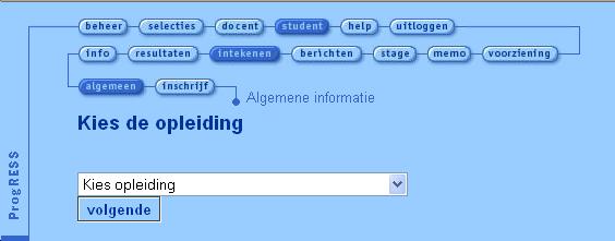 Selecteer de betreffende opleiding screenshot 4 Variant / Specialisatie Bij een aantal opleidingen moet er nu variant op de opleiding gekozen worden.