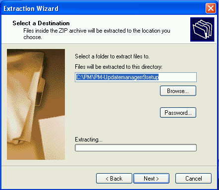 3. De Windows Extraction Wizard wordt getoond. Klik op Next om naar de volgende optie te gaan. 4.