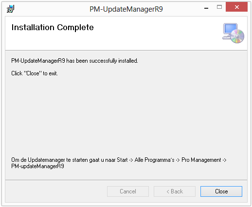 Na de installatie heeft u de beschikking over de PM-UpdateManager 9. D: Installatie PM-Record 9 De installatie van PM-Record 9 wordt verzorgd door de UpdateManager.