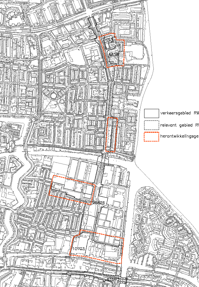 Bijlage 1: kaart afbakeningen projecten 1 Plangebied Ringweg Oost (zwart) 2 Gebieden