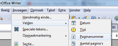 Het invoegen van paginanummers verloopt anders dan in Word. Een paginanummer kunt u het beste in een koptekst of voettekst plaatsen. Koptekst en voettekst zijn onderdeel van het pagina-opmaakprofiel.