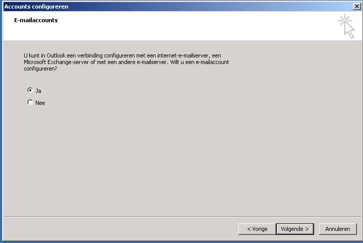 2.4 Outlook 2010 instellen (nieuwe installatie) Start Outlook en