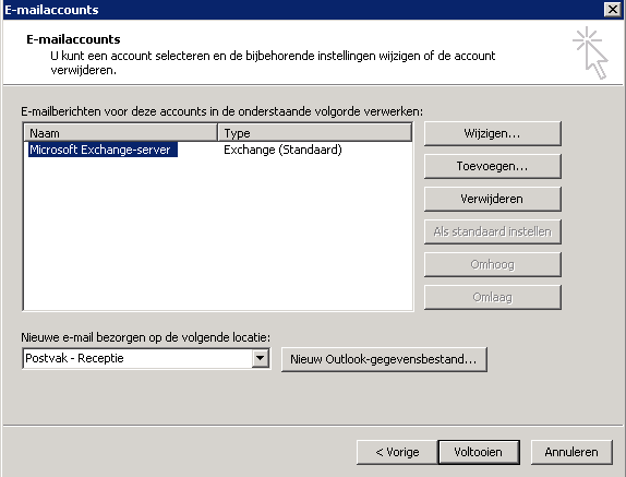 Let op: Windows zal u vragen om uw Hosted Exchange gebruikersnaam en wachtwoord in te