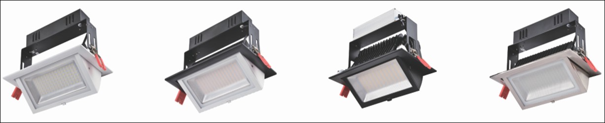 LED Rectangular Adjustable Downlight series Afwerking : Gespoten Wit Graden Hoek: 35 / 60 AC100 ~ 240V 3 jaar Model / Art.nr.