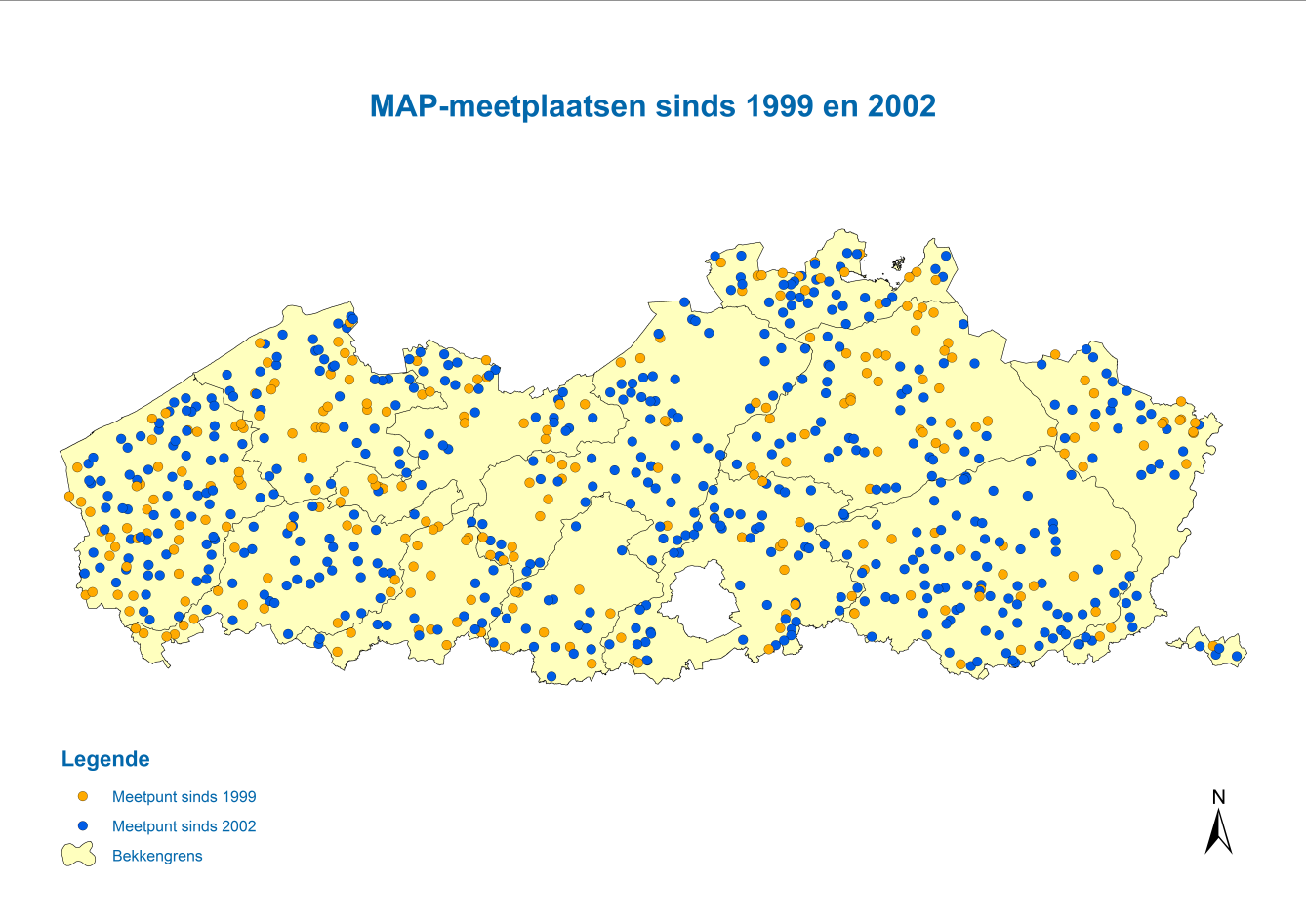 1 HET MAP-MEETNET OPPERVLAKTEWATER In 1999 bouwde de Vlaamse Milieumaatschappij (VMM) haar oppervlaktewatermeetnet verder uit zodat het sindsdien specifieke meetpunten voor de landbouw omvat.