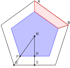 9. Een concerthal is ontworpen in de vorm van een regelmatige vijfhoek met een zijde gelijk aan 6m. Bereken de oppervlakte van de concerthal. In driehoek MPR geldt (figuur): PR 18 en M 6.