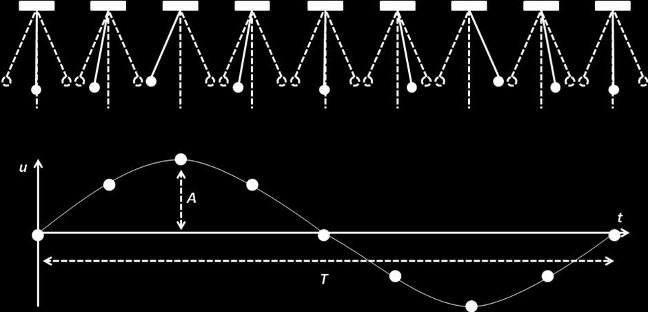Voorbeelden: Een slinger die keer per seconde heen en weer gaat heeft een frequentie van 1 f Hz. De trillingstijd van deze slinger is dan T 0, 5 s Een veer met een trillingstijd van 1 f 40 Hz.