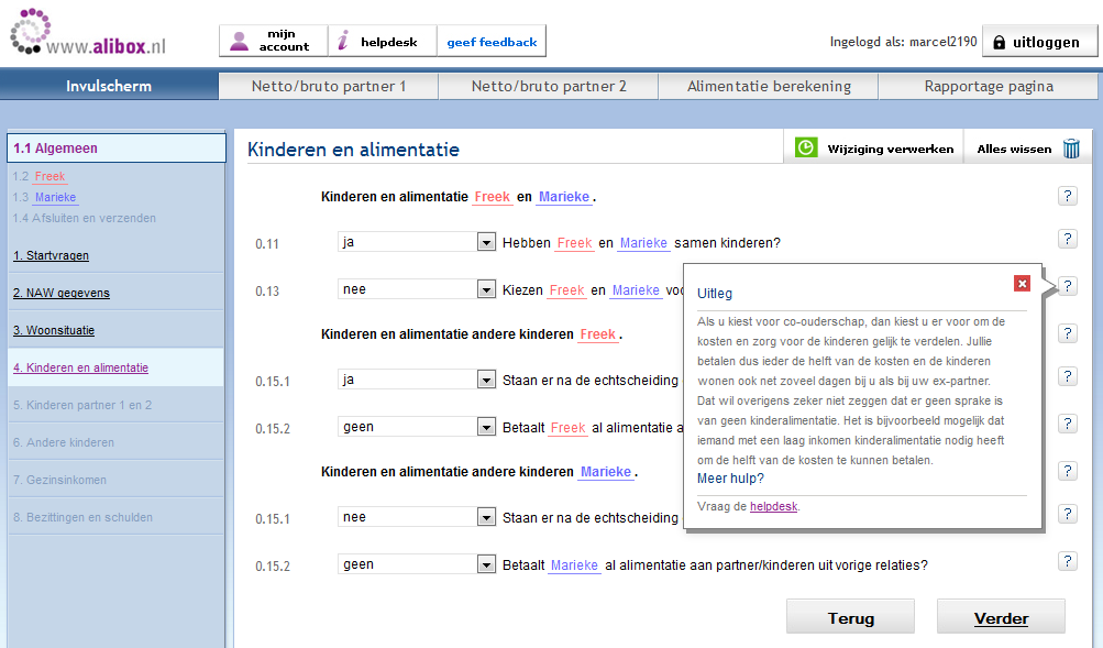 2 Het invulscherm Het invulscherm is een dynamisch scherm.