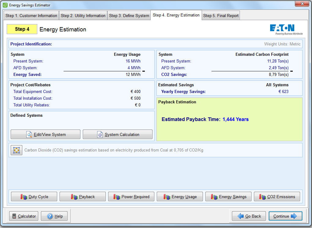 Eaton Energy Savings Estimator 7,5