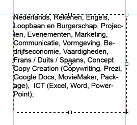 Opdracht 2 Alineatekst Ontwerp een pagina bestaande uit de alineateksten: vakken, docenten, kopregel. De achtergrond bestaat uit één kleur, kleurvlak (onder de tekst) en een foto.