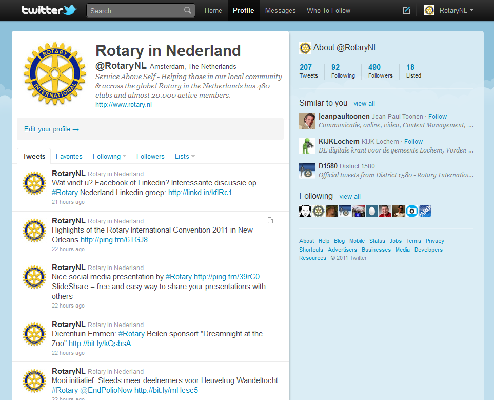 Rotary in Nederland Twitter Account Wat kan ik als Rotarian zoal doen met het RiN Twitter Account?