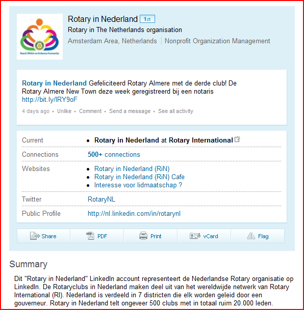 Rotary in Nederland LinkedIn Account Wat kan ik als Rotarian zoal doen met het RiN
