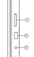 1. Productdiagram 1.1 Linkerkant van de lijst 1. SD/SDHC/MMC-KAART 2. USB-POORT 3. DC IN 1.2 Achterkant van de lijst 1. Aan/Uit schakelen (ingedrukt houden) 2. OMHOOG 3. Afspelen / Pauze / OK 4.