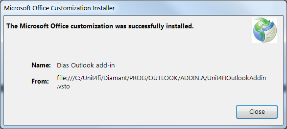 Hoofdstuk 6, Outlookkoppeling installeren 3. Klik op Install.