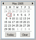 ALT + PIJL OMLAAG 22 Datum/tijd veld Als de toetscombinatie gebruikt wordt in een datumveld wordt de kalender getoond. 1.1.3.
