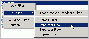 68 Geef de locatie aan en geef het filter een naam. 1.1.6.4 Importeer Filter Selecteer het scherm in de Management Console waar het filter geïmporteerd moet worden.