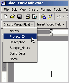 88 De databasevelden zijn te vinden onder de knop "Insert Merge Fields".