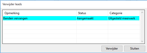 Hoe verwijder ik Leads die niet langer relevant zijn? Bij het aanmaken van een nieuwe werkorder in Plan-IT kijkt het systeem of er voor het kenteken een Lead bestaat.