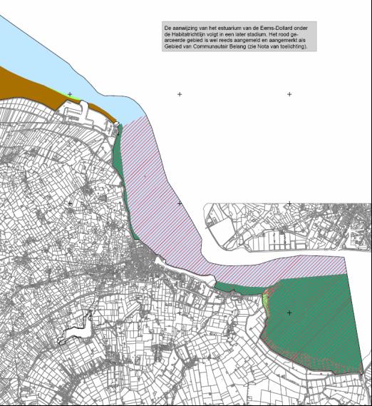 Figuur 1 Natura 2000-gebied Waddenzee (oostelijk deel), gespecificeerd naar Vogelrichtlijn (VR), Habitatrichtlijn (HR) en Beschermd Natuurmonument (BN).